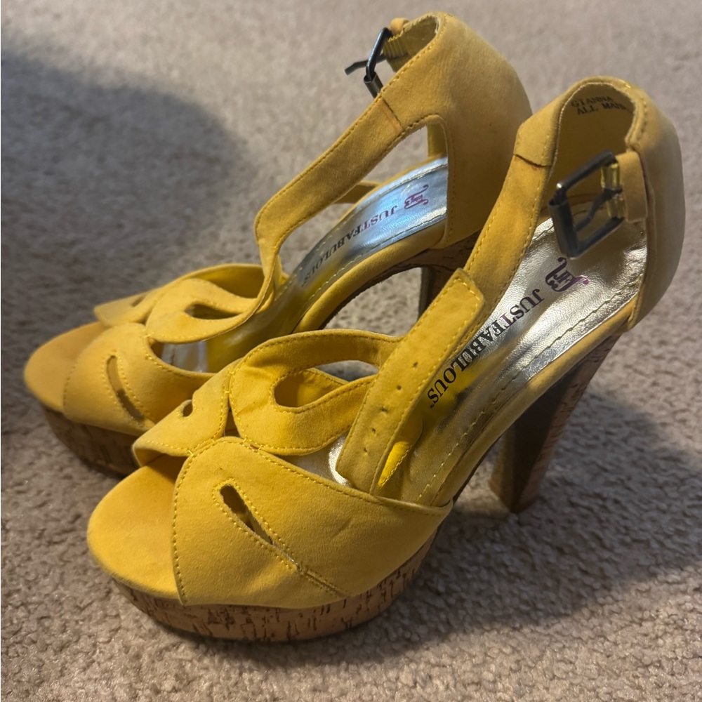 JustFab Yellow Cut-Out Heels